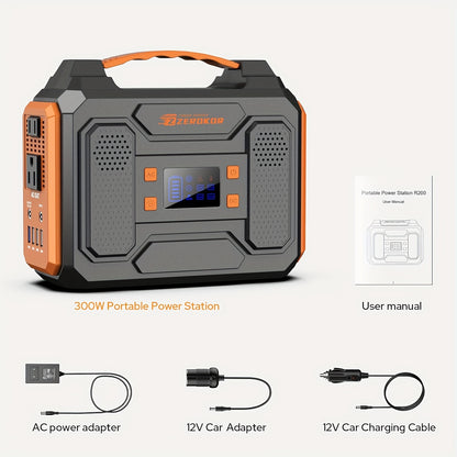 [300W Portable Solar Generator] Portable Power Station Solar Generator - 300W/250W/150W/100W, 146Wh/155Wh/250Wh/280Wh/296Wh Compact Lithium-Ion Battery Charger with 110V AC Outlet, DC & USB Outputs, LED Flashlight, Built-in C