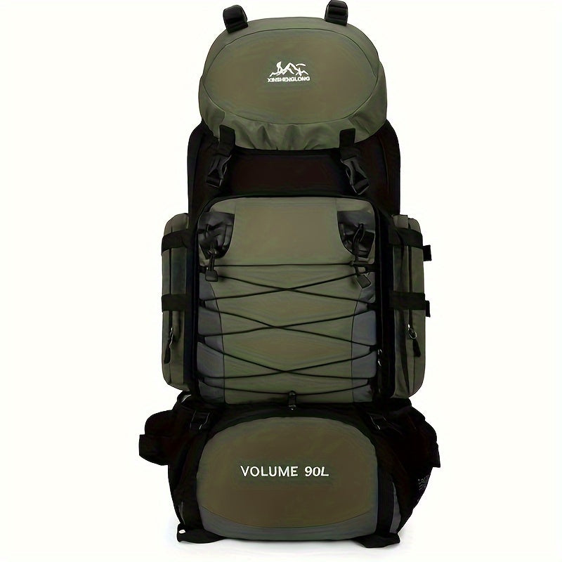 [Durable Hiking Backpack] Durable 90L Large Capacity Hiking Backpack | Multi-Compartment Design for Outdoor Trekking, Camping & Travel, with Adjustable Straps, Laptop Sleeve, and Front Zipper Closure, Hiking Gear