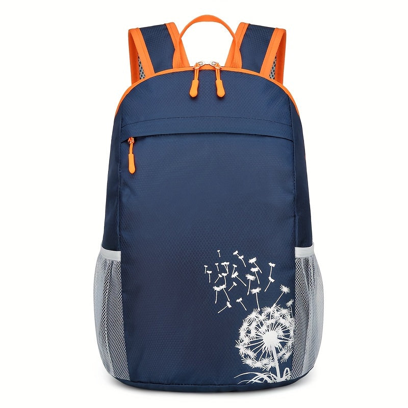 [Lightweight Foldable Backpack] Lightweight Nylon OGEHUAFEE Backpack - Large Capacity, Foldable Design | Travel, Hiking & Commuting, Black with Floral Accents, Adjustable Shoulder Straps, Zip Closure