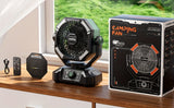 20000mAh Battery Powered Camping Fan - Dual Motor, 8-Speed Remote Control & 4 LED Lanterns, Portable Outdoor Fan with Tent Hook for Camping, Blackouts, Construction Sites