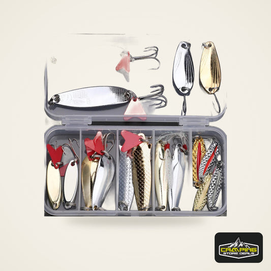 Metal Spoon and Crankbait Lure Kit (16 Pieces) with Box