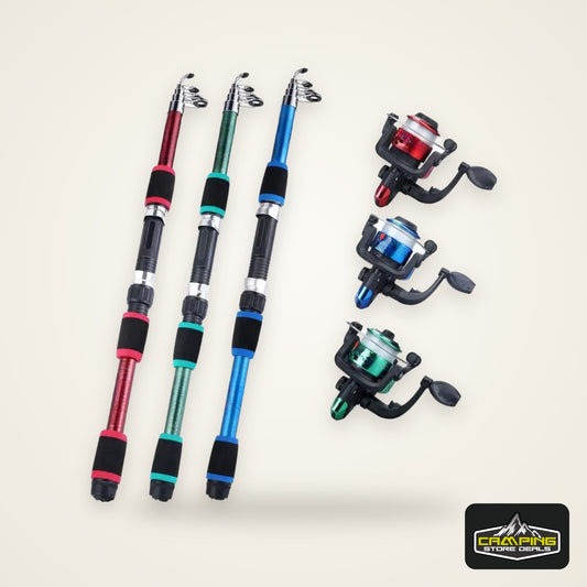 Fishing Pole Set Full Kits With Telescopic Fishing Rod And Spinning Reel Baits Hooks Travel Pole Set