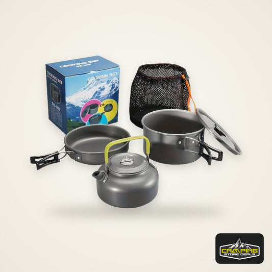 Flat Bottom Non-stick Pan, Foldable Camping Cookware Set, Portable Picnic Non-stick Pan And Lightweight Kettle Set, Mesh Storage Bag, Suitable For Outings, Hiking, Spring Outings, Family Gatherings