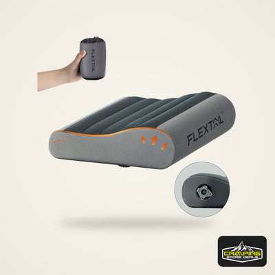 FLEXTAIL Inflatable Camping Pillow, Ergonomic Pillow for Travel and Home, Lightweight and Washable, Two Height Options