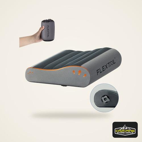 FLEXTAIL Inflatable Camping Pillow, Ergonomic Pillow for Travel and Home, Lightweight and Washable, Two Height Options