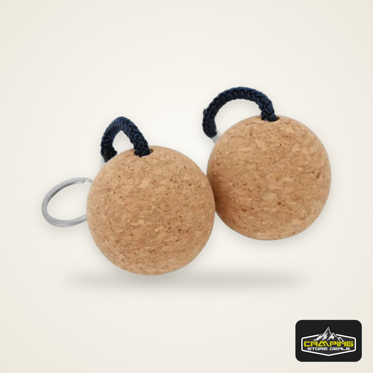 2PCS Floating Cork Ball Keychain – 50mm Buoyant Wooden Key Ring with Rope for Sailing, Kayak & Boat Accessories