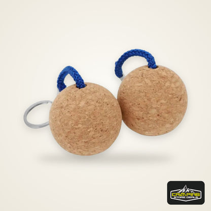 2PCS Floating Cork Ball Keychain – 50mm Buoyant Wooden Key Ring with Rope for Sailing, Kayak & Boat Accessories
