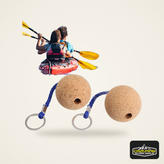2PCS Floating Cork Ball Keychain – 50mm Buoyant Wooden Key Ring with Rope for Sailing, Kayak & Boat Accessories