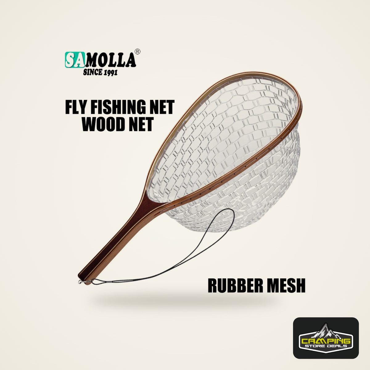 Rubber Mesh Trout Net with Wooden Handle