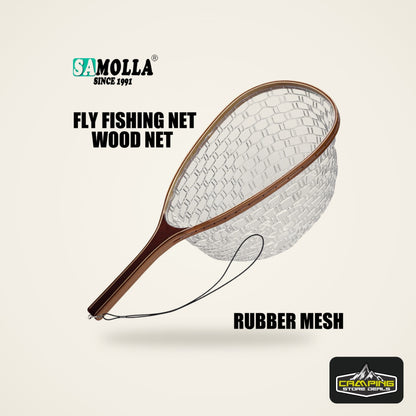Rubber Mesh Trout Net with Wooden Handle
