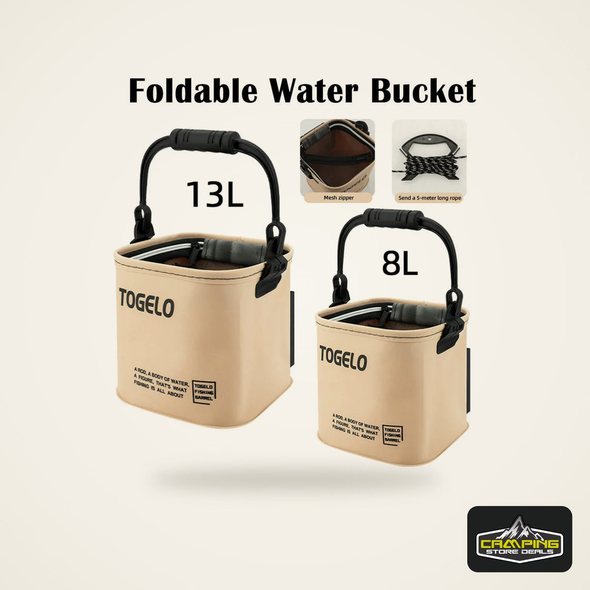 Foldable Live Fish Bucket with Rope
