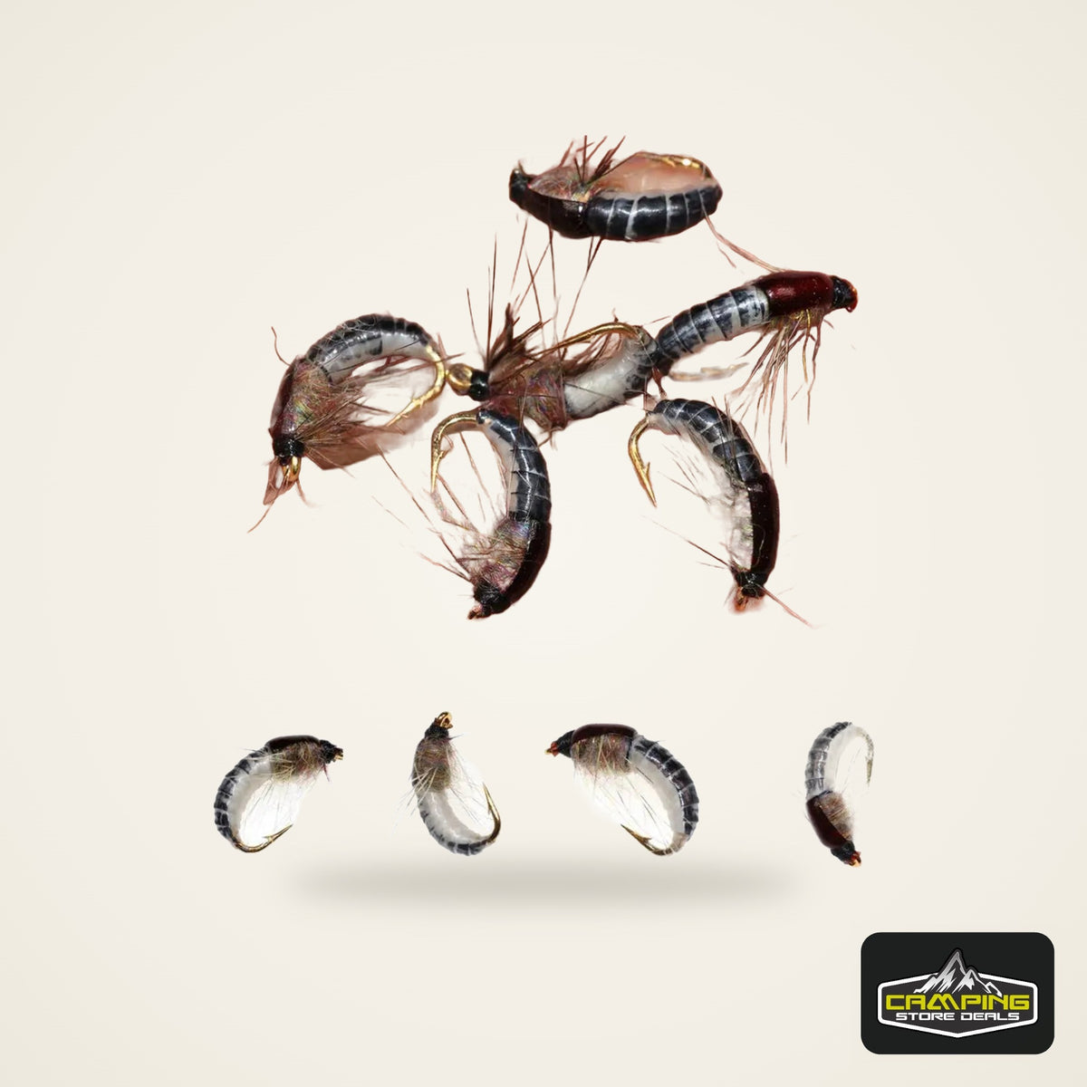 Bimoo Realistic Scud and Caddis Nymphs #12 (6 Pack)