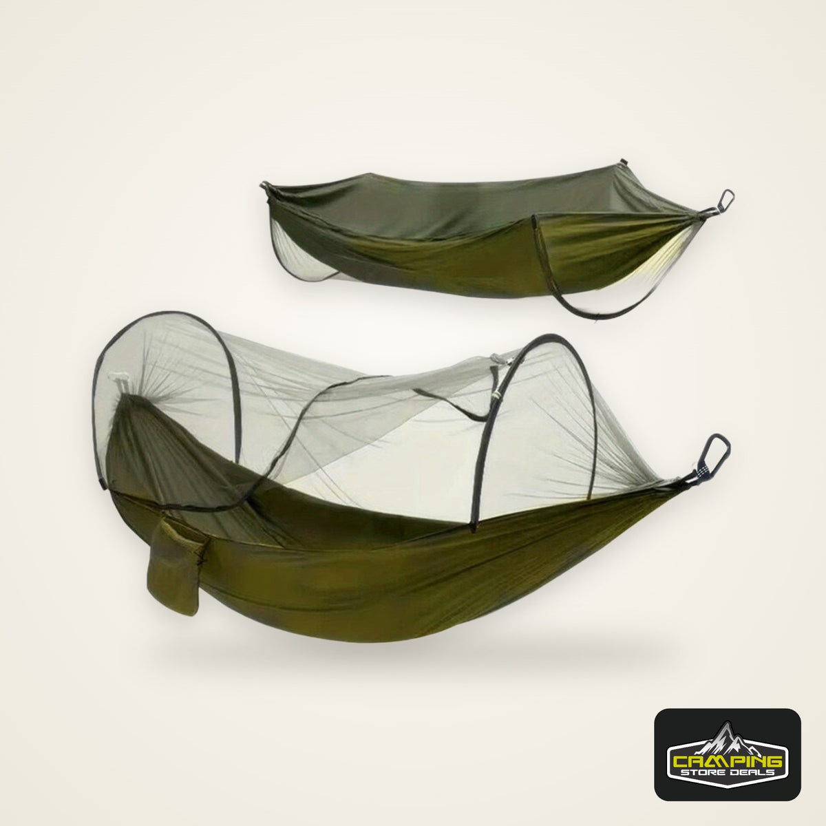 Hammocks for Outside with Mosquito Net, Camping Hammock Lightweight Portable Parachute 2 Person Outdoor Hammock for Indoor Backpacking Survival Travel Patio Army Green