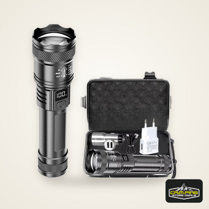 High Power LED Flashlights With Display Screen Zoom Tactical Torch Portable Rechargeable Lamp with Emergency Side Light Lantern