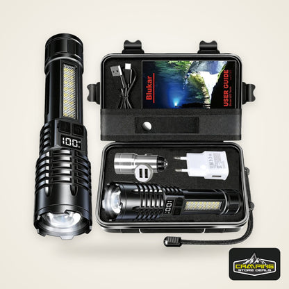 High Power LED Flashlights With Display Screen Zoom Tactical Torch Portable Rechargeable Lamp with Emergency Side Light Lantern