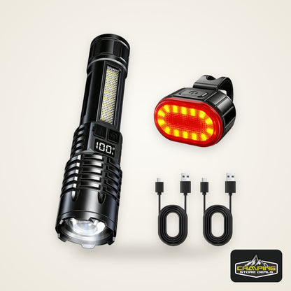 High Power LED Flashlights With Display Screen Zoom Tactical Torch Portable Rechargeable Lamp with Emergency Side Light Lantern