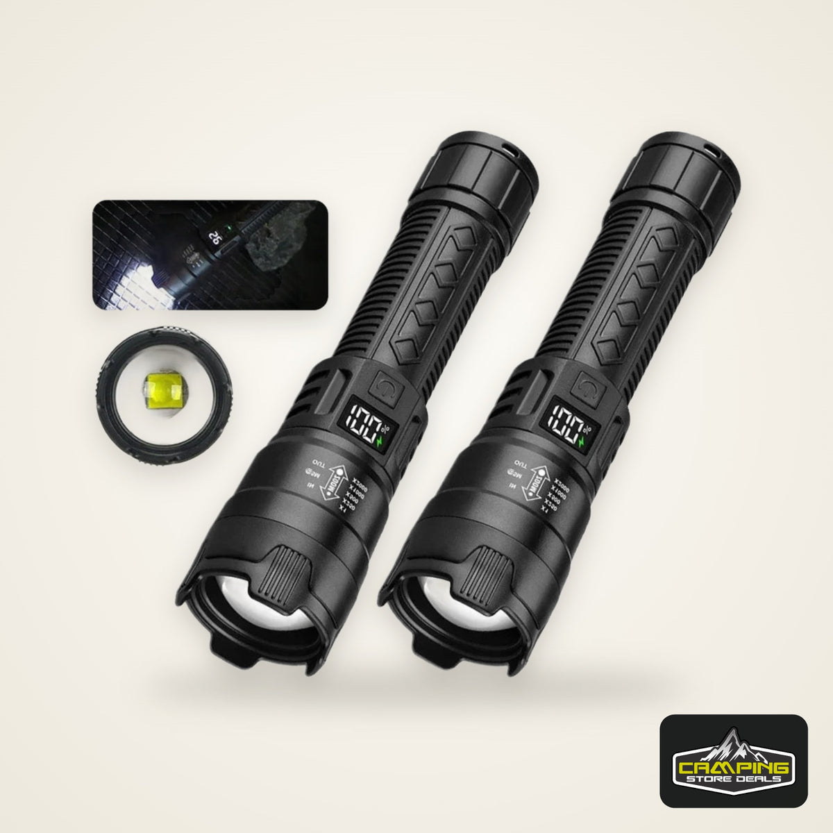 High Strong Power Led Flashlights 2000LM Tactical Torch with Display Light USB Charging Camping Fishing Emergency Zoom Lantern