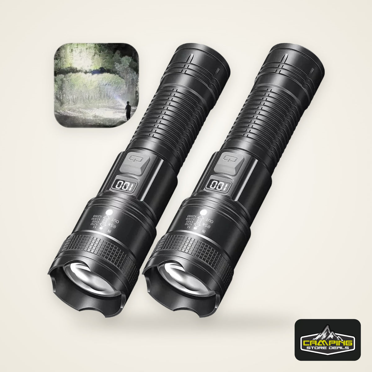 High Strong Power Led Flashlights 300000LM Tactical Torch with Display Light USB Charging Camping Fishing Defensa Zoom Lantern