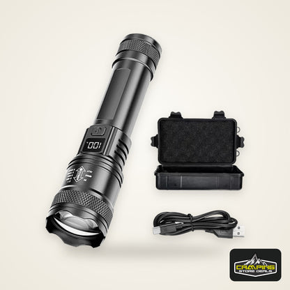 High Strong Power Led Flashlights 300000LM Tactical Torch with Display Light USB Charging Camping Fishing Defensa Zoom Lantern