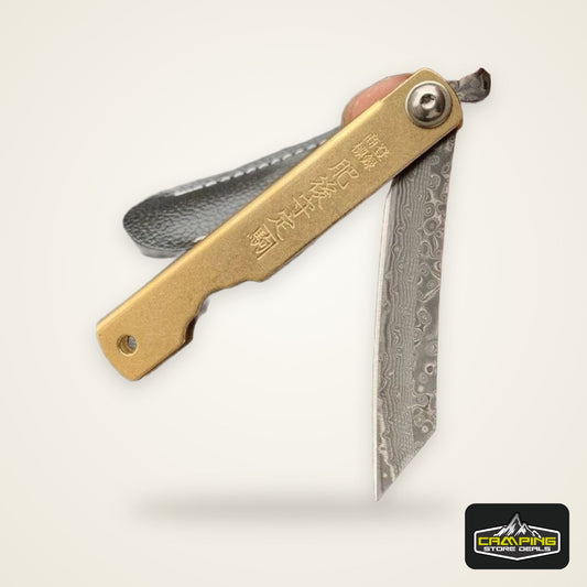 Higonokami Japanese High Quality Mini Pocket Folding Knife VG10 Damascus Steel Copper Handle Outdoor Hunting Fruit Cutting Tool