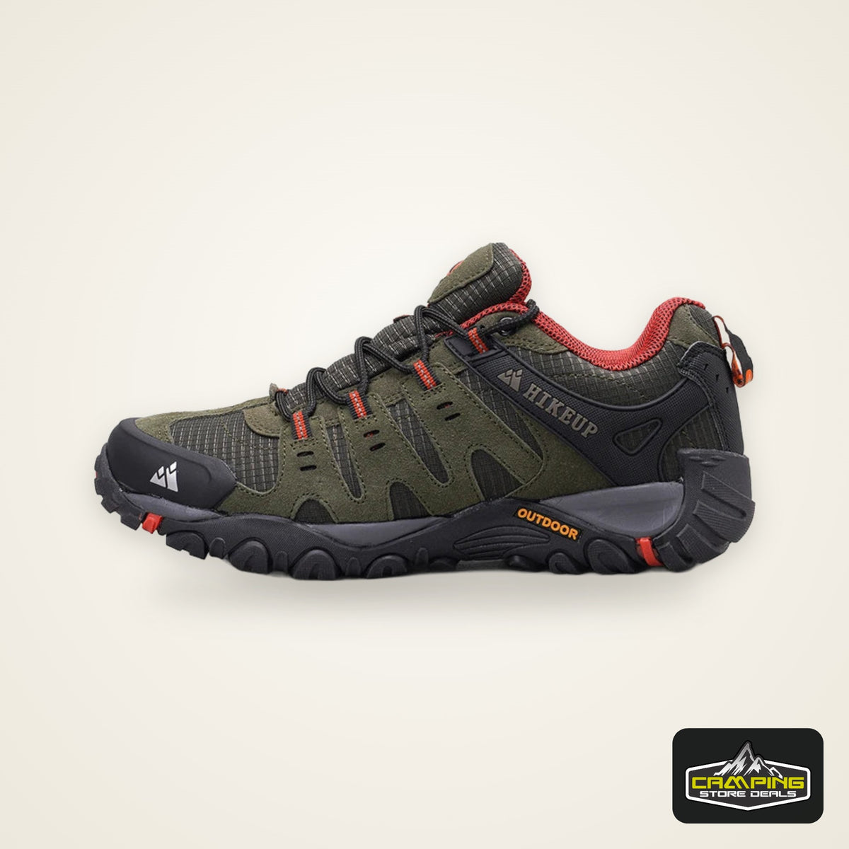 HIKEUP Men's Hiking Shoes Suede Leather Outdoor Shoes Wear-resistant Men Trekking Walking Hunting Tactical Sneakers