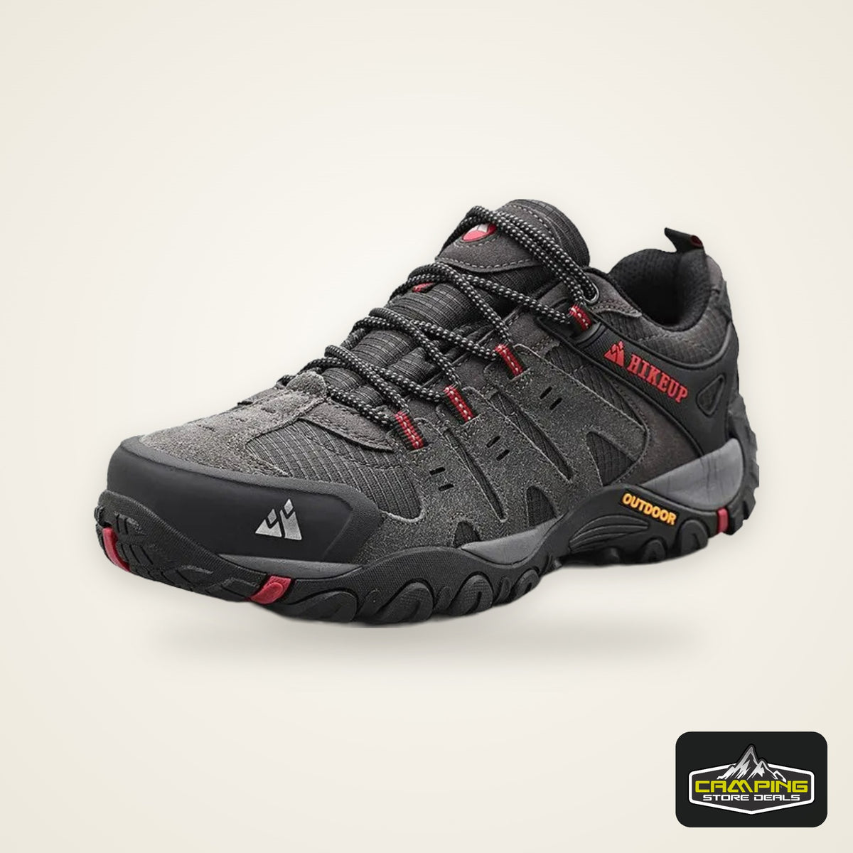 HIKEUP Men's Hiking Shoes Suede Leather Outdoor Shoes Wear-resistant Men Trekking Walking Hunting Tactical Sneakers