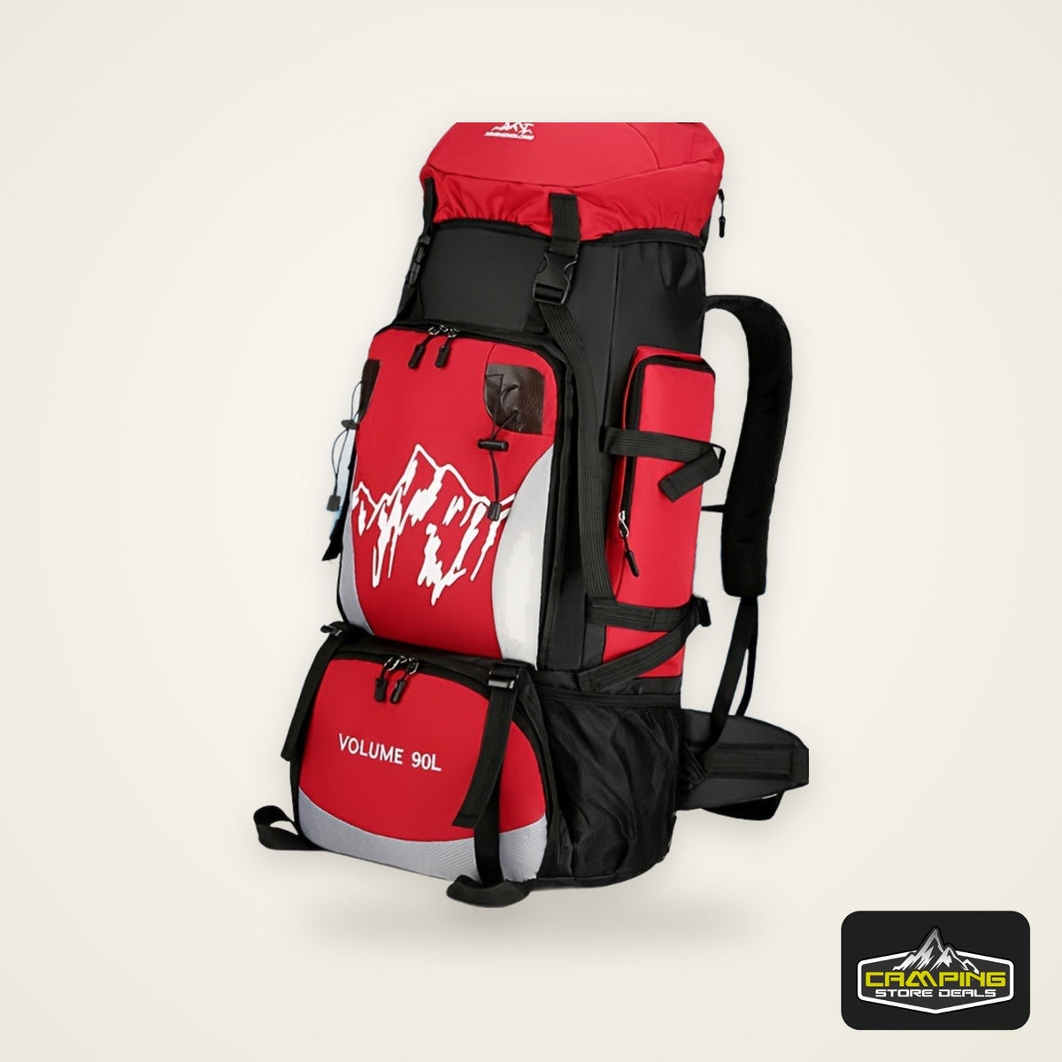 [Large Capacity | Durable] Lightweight 90L Travel Backpack | Large Capacity, Durable Nylon, Adjustable Straps | Red & Black for Hiking, Camping, and Outdoor Adventures