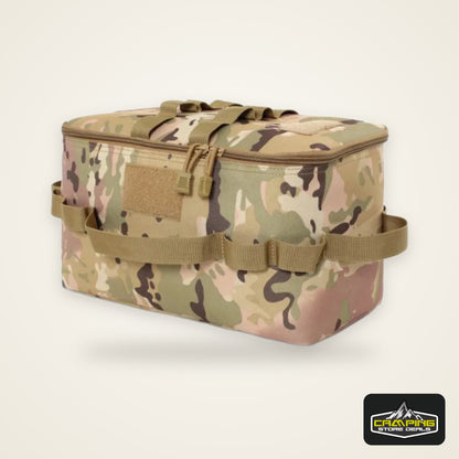 Large Capacity Outdoor Camping Storage Bag - Ground Nail Tool Bag with Picnic Cookware Utensils Kit Gas Canister Organizer