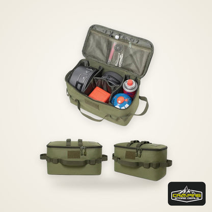 Large Capacity Outdoor Camping Storage Bag - Ground Nail Tool Bag with Picnic Cookware Utensils Kit Gas Canister Organizer