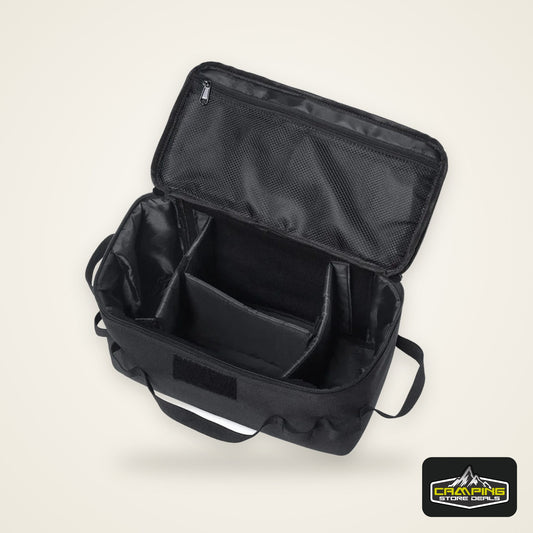 Large Capacity Outdoor Camping Storage Bag - Ground Nail Tool Bag with Picnic Cookware Utensils Kit Gas Canister Organizer