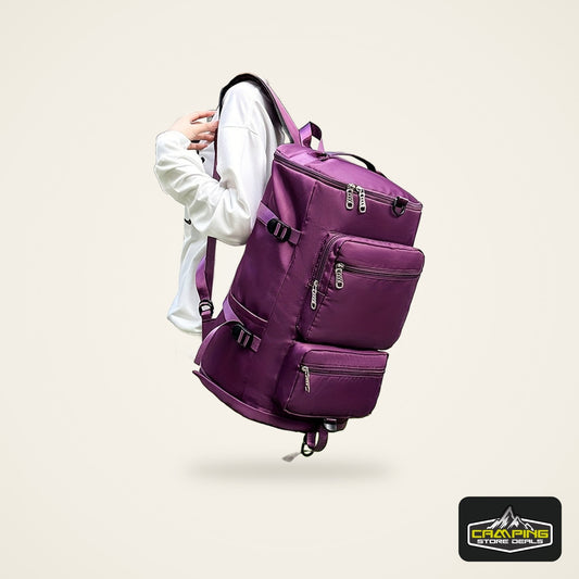 Large Capacity Waterproof Nylon Backpack with Dry/Wet Separation, Shoe Compartment - Adjustable Straps, Multi-Functional Outdoor Hiking and Camping Bag for Men and Women, Purple, Backpack for Travel