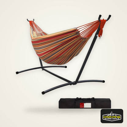 Lazy Daze Hammocks Double Hammock with Space Saving Steel Stand Includes Portable Carrying Case and Head Pillow, 450 Pounds Capacity