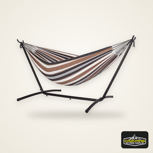 Lazy Daze Hammocks Double Hammock with Space Saving Steel Stand Includes Portable Carrying Case and Head Pillow, 450 Pounds Capacity