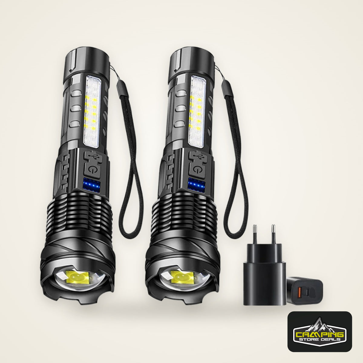 LED Flashlight Rechargeable Torch High Power Strong Light Flashlight Long Range Tactical Zoom Lamp Outdoor Camping Lantern