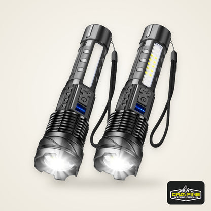 LED Flashlight Rechargeable Torch High Power Strong Light Flashlight Long Range Tactical Zoom Lamp Outdoor Camping Lantern