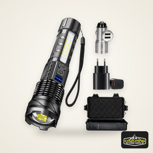 LED Flashlight Rechargeable Torch High Power Strong Light Flashlight Long Range Tactical Zoom Lamp Outdoor Camping Lantern