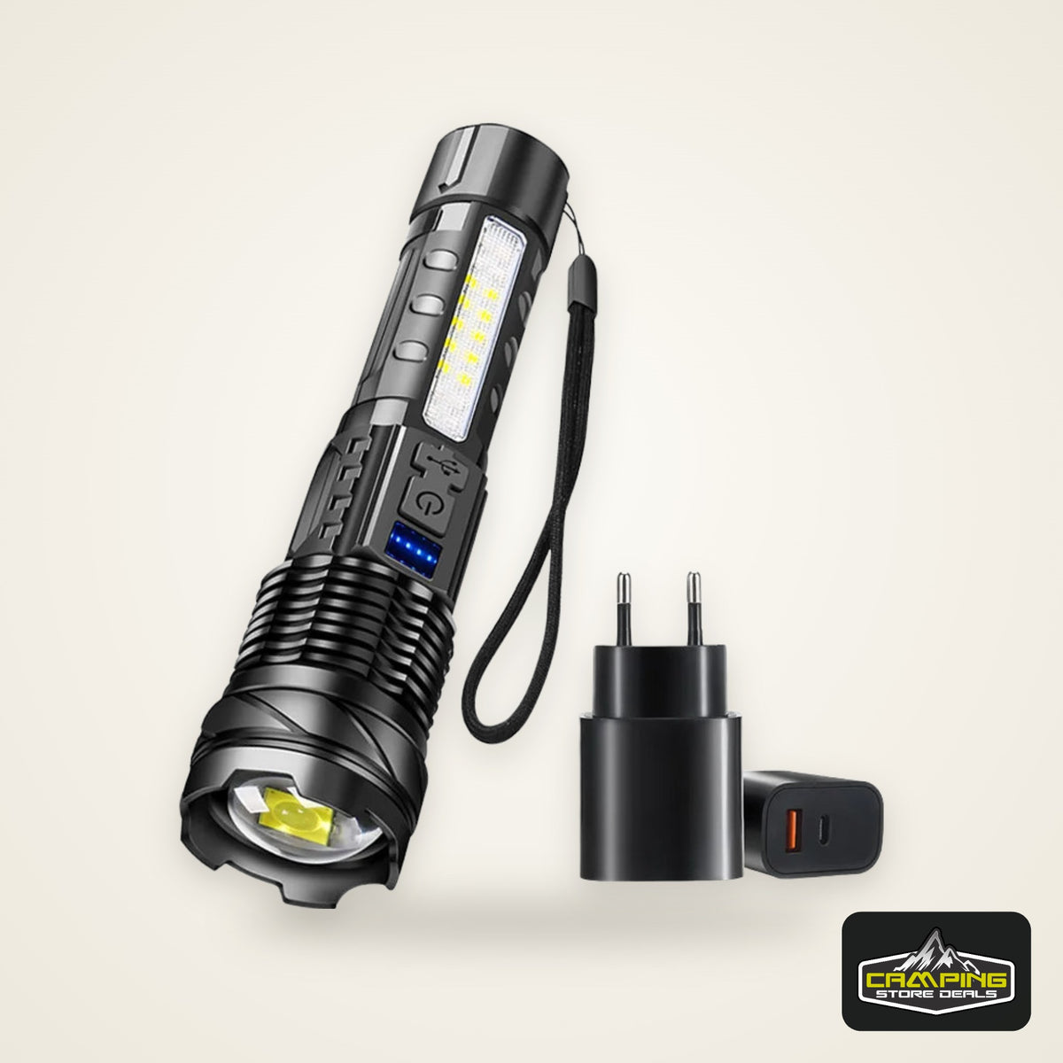 LED Flashlight Rechargeable Torch High Power Strong Light Flashlight Long Range Tactical Zoom Lamp Outdoor Camping Lantern