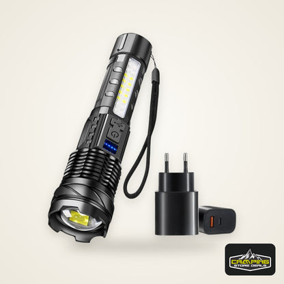 LED Flashlight Rechargeable Torch High Power Strong Light Flashlight Long Range Tactical Zoom Lamp Outdoor Camping Lantern