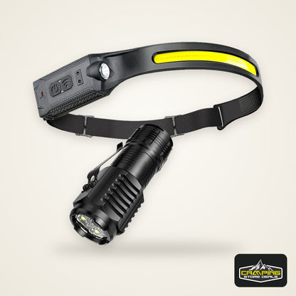 LED HeadlampRechargeable 3-modes Lighting Headlight Flashlight Built in Battery Running Light for Outdoor Camping Emergency Lamp