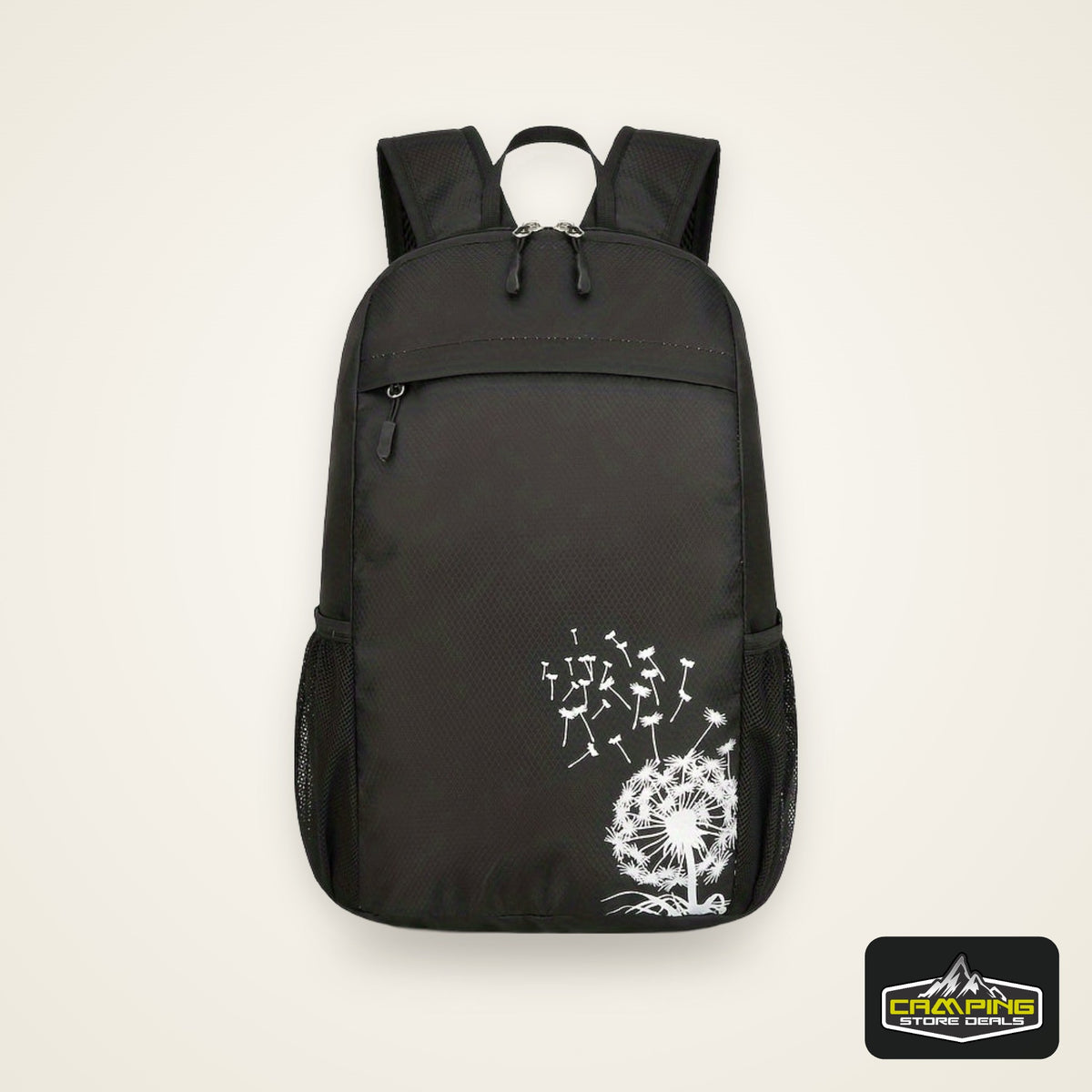 [Lightweight Foldable Backpack] Lightweight Nylon OGEHUAFEE Backpack - Large Capacity, Foldable Design | Travel, Hiking & Commuting, Black with Floral Accents, Adjustable Shoulder Straps, Zip Closure