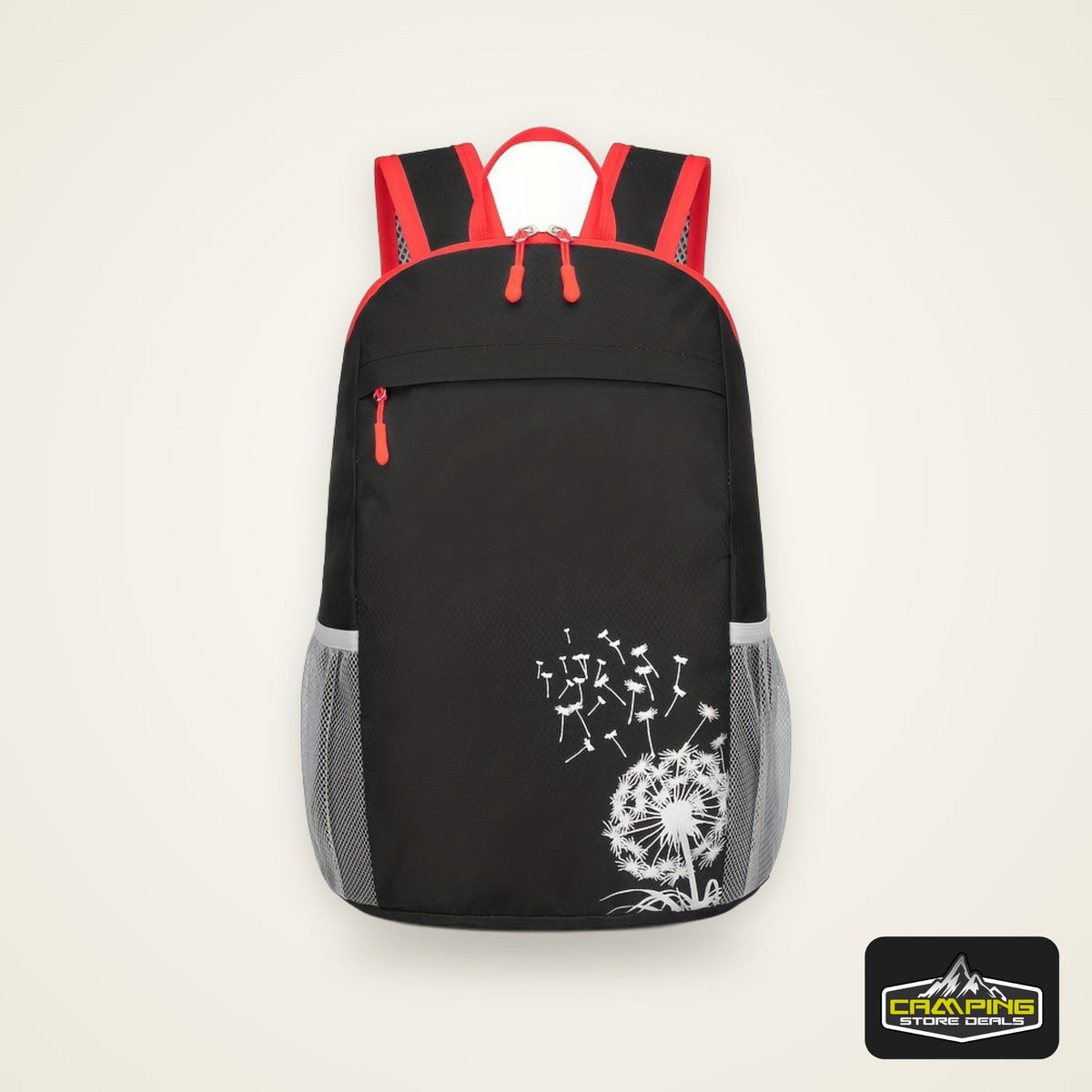 [Lightweight Foldable Backpack] Lightweight Nylon OGEHUAFEE Backpack - Large Capacity, Foldable Design | Travel, Hiking & Commuting, Black with Floral Accents, Adjustable Shoulder Straps, Zip Closure