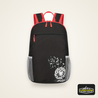 [Lightweight Foldable Backpack] Lightweight Nylon OGEHUAFEE Backpack - Large Capacity, Foldable Design | Travel, Hiking & Commuting, Black with Floral Accents, Adjustable Shoulder Straps, Zip Closure