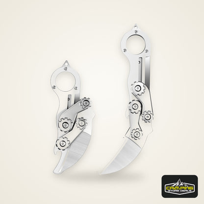 Mechanical Folding knife Multifunction Portable Pocket Knife All-steel Claw Folding Knife with Finger Ring,  EDC Utility Knife for Outdoor Camping, Survival