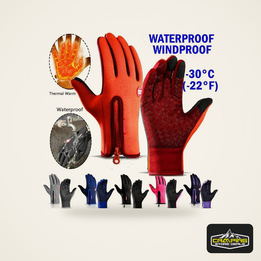 Men Women Cycling Winter Warm Sport Gloves Touchscreen Outdoor Fishing Splash-proof Skiing Snowboard Nonslip Zipper Gloves