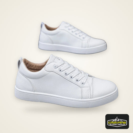 Men’s Minimalist Leather Casual Sneakers – All-Season Board Shoes with Non-Slip Sole