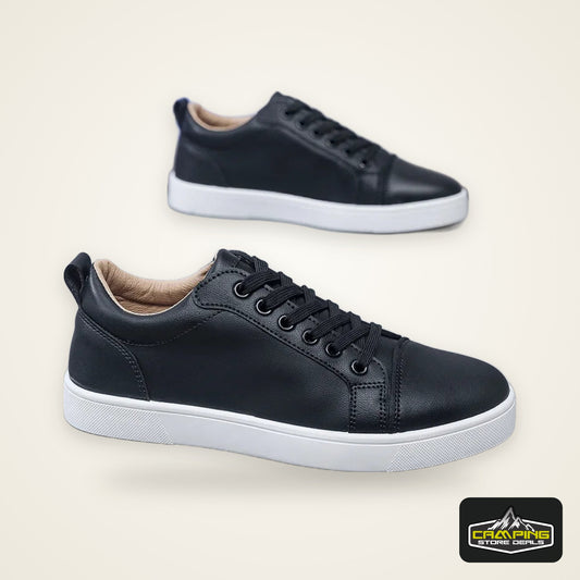 Men’s Minimalist Leather Casual Sneakers – All-Season Board Shoes with Non-Slip Sole