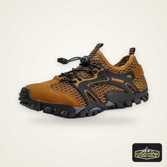 Men’s Outdoor Hiking Shoes – Anti-Slip Wear-Resistant Trekking & Jogging Sneakers (Breathable Trail Shoes, Khaki/Black/Brown/Gray)