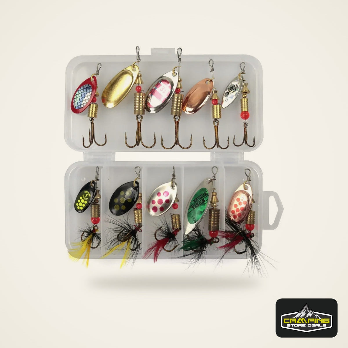 Metal Spoon Spinner Lure Set (10 Pack) with Box