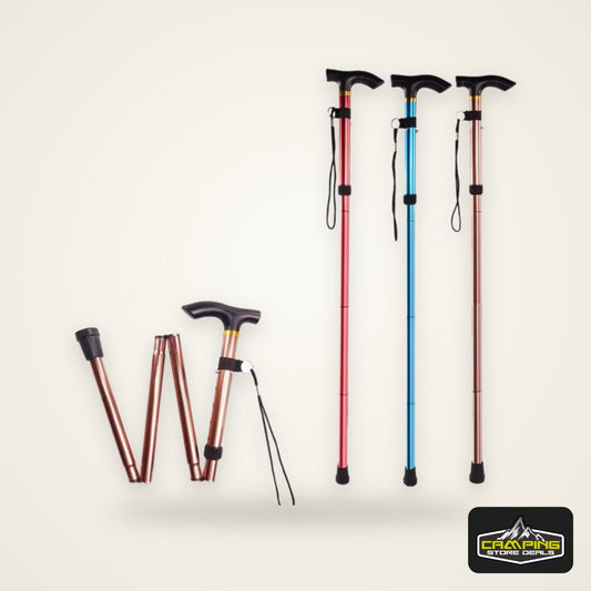 Multifunction Walking Stick Trekking Poles Telescopic Fold Crutches Hiking Stick Crutch Elderly Metal Stick Walking Cane Outdoor
