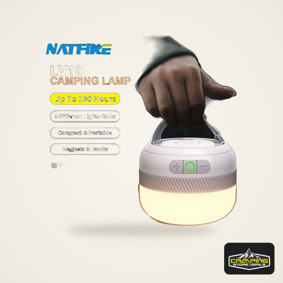 NATFIRE LV10 Camping Light USB C Rechargeable 230 Hours With 5 Colors Flashlight For Outdoor Tent Lamp Emergency Lantern